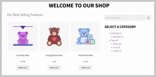 WooCommerce Shop Page Product Categories