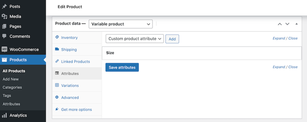 How to create product-specific attributes and variables.