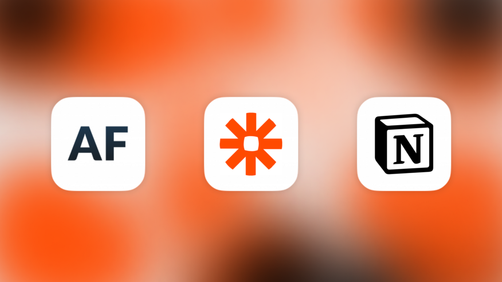Three logotypes of products described in article: AppFollow, Zapier, Notion