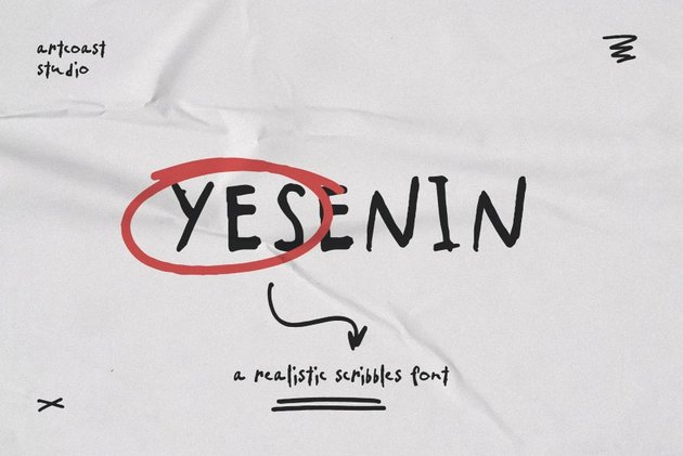 Yesenin Realistic Scribble Font