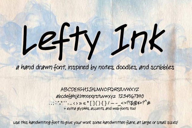 Lefty Ink Handwriting Font (Handwritten type)