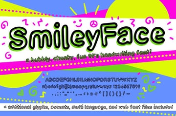 Smiley Face Retro Font 90s Handwriting Web Font