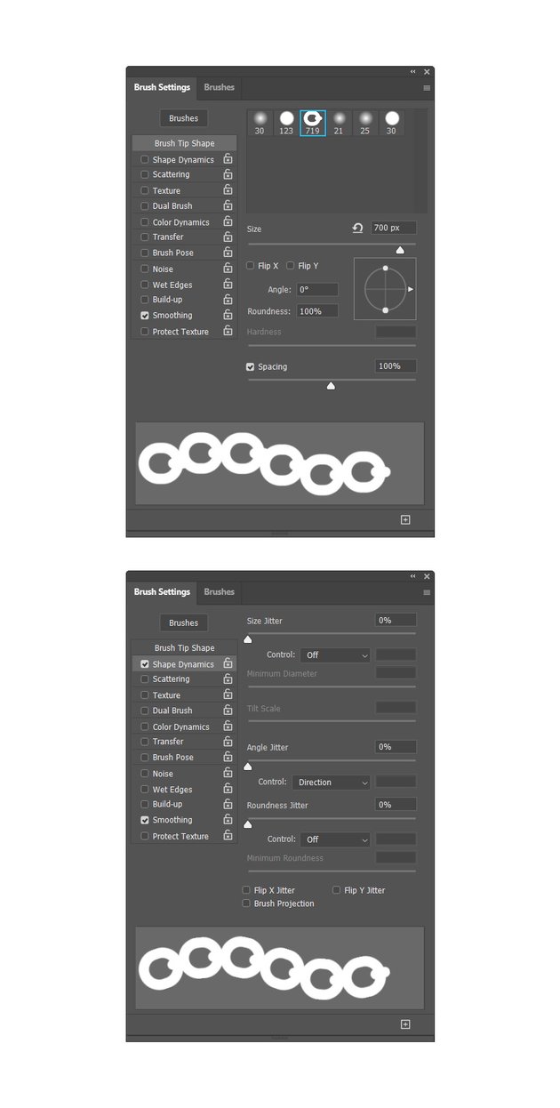 adjusting brush settings