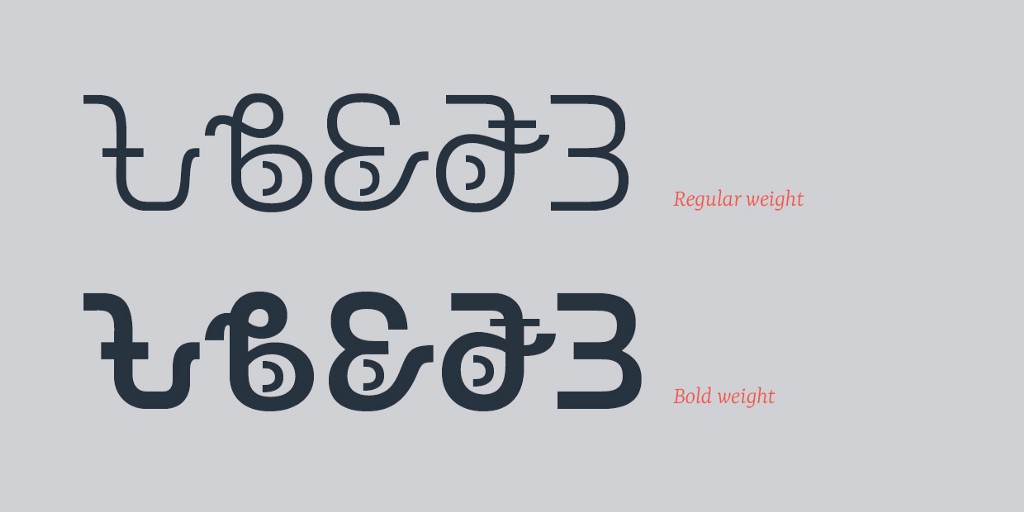 Chart showing the two font weights of TSG Bassa. On top there is the regular weight and at the bottom, the bold weight.
