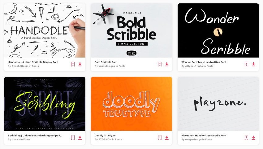 Scribble Fonts on Envato Elements 