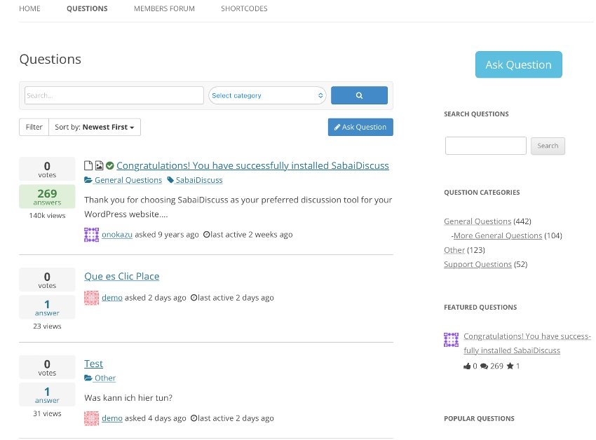 Sabai Discuss - Q&A forum plugin for WordPress