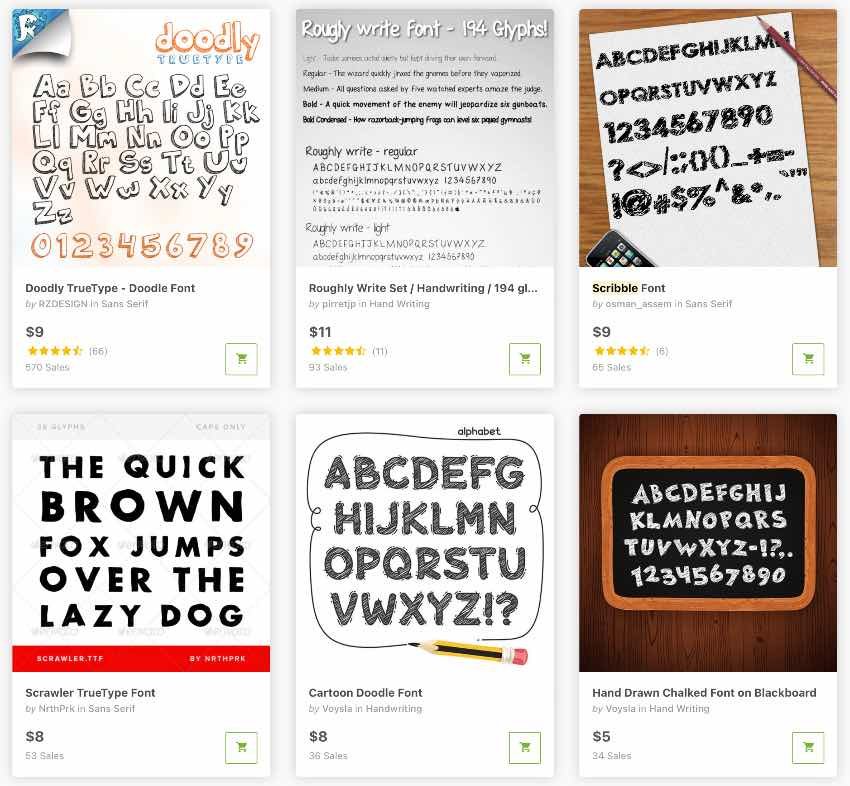 Scribble Fonts on GraphicRiver 