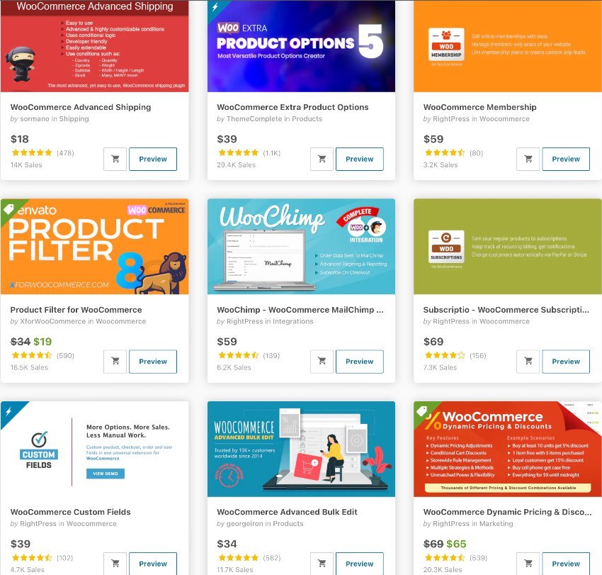 ecommerce plugins on CodeCanyon