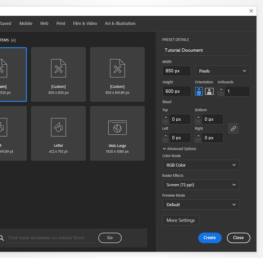 illustrator new document