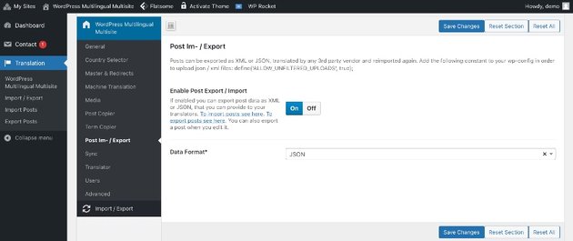 WordPress Multilingual Multisite - Post Import Export 