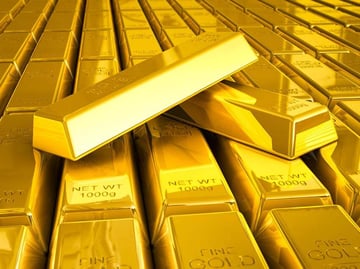 Envato Elements Reference Image Stacks of gold bars close up