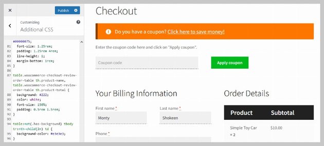 Custom CSS for Checkout Form