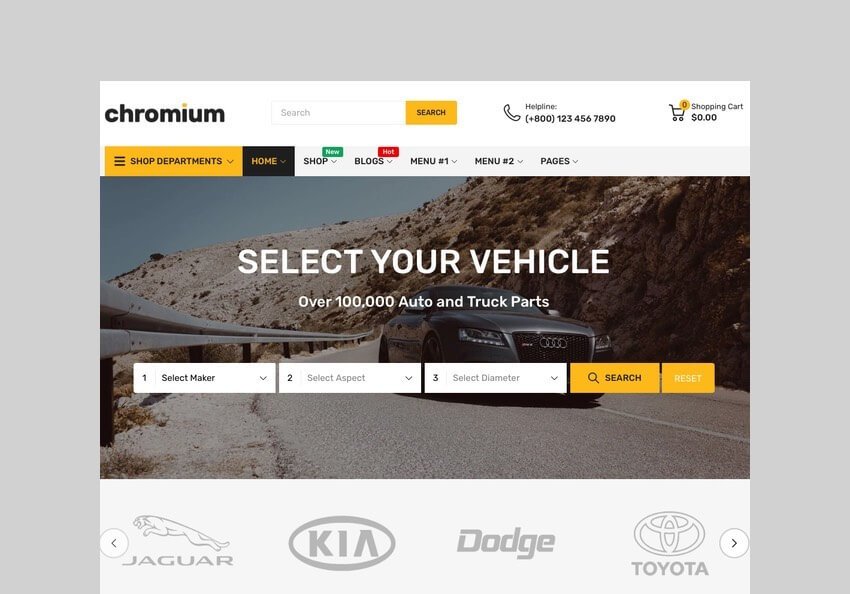 Chromium auto parts Shopify theme