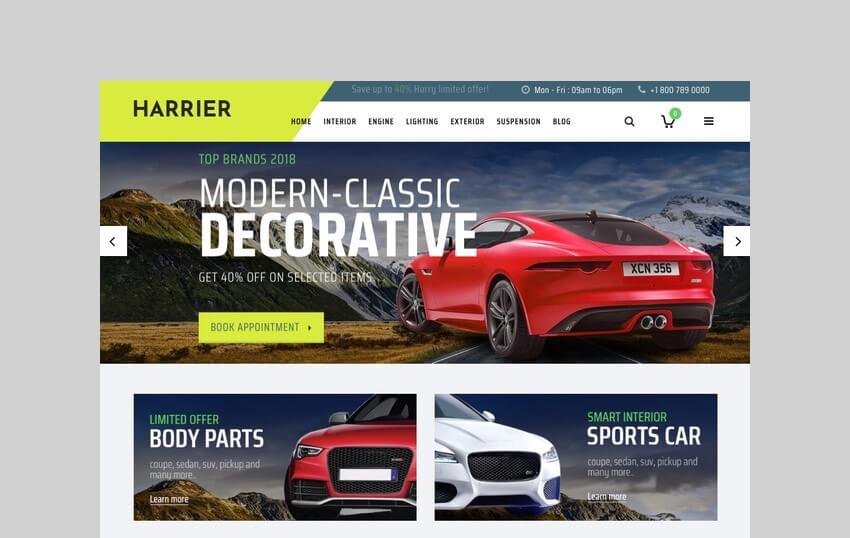 Harrier automotive stores shopify theme