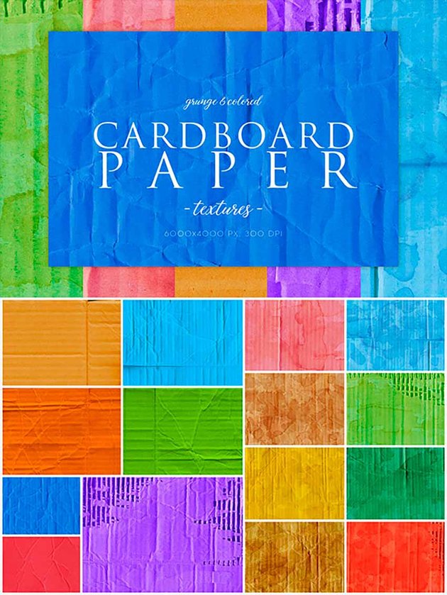15 Colorful Cardboard Paper Textures (JPG)