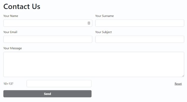 The complete form layout