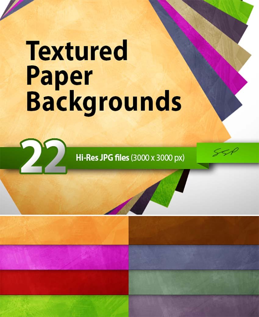 22 Hi-Res Paper Texture Backgrounds (JPG)