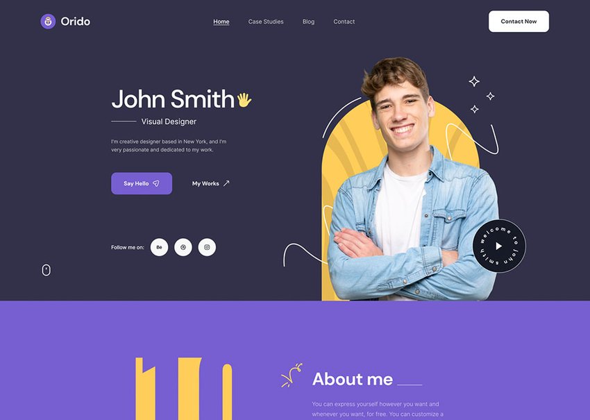 Orido – Personal Portfolio Website Figma Template