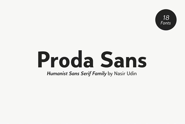 Proda Sans Humanist typeface similar to Lato style on Envato Elements