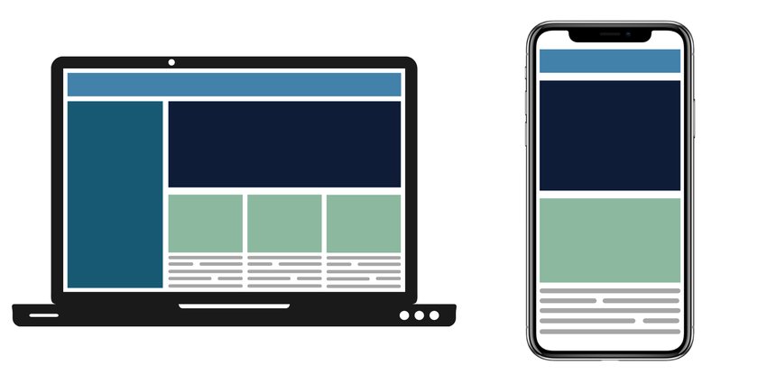Layout of a webpage on a desktop and mobile screen