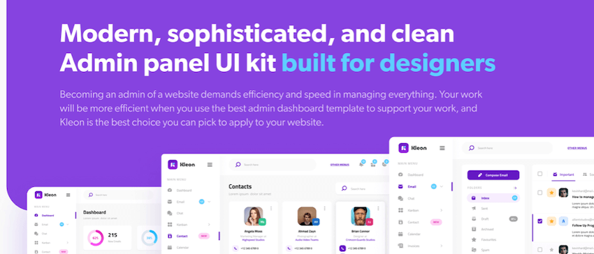 Kleon - Clean Admin Panel Dashboard UI Template for Figma