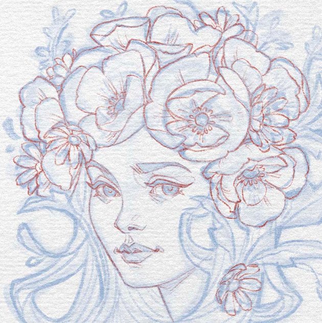 drawing the line art of flowers