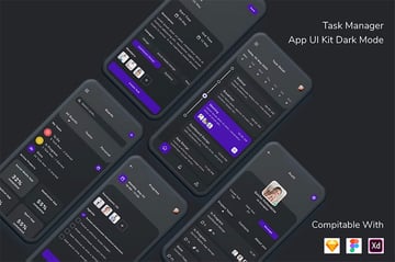 Task Manager App UI Kit Dark Mode