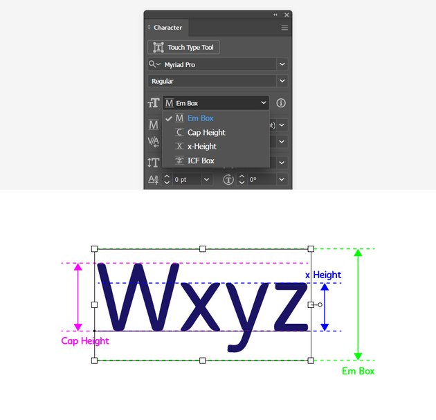 character panel font height reference