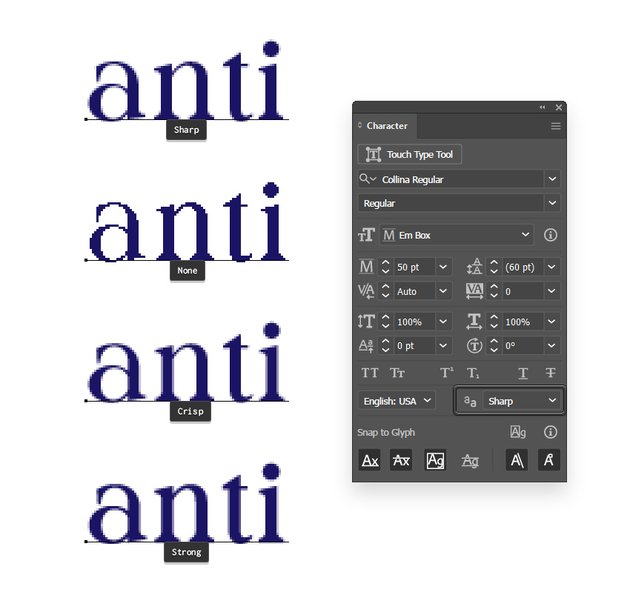 illustrator anti-aliasing text