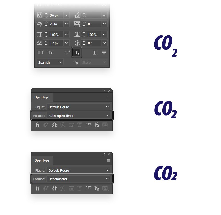 illustrator subscript open type