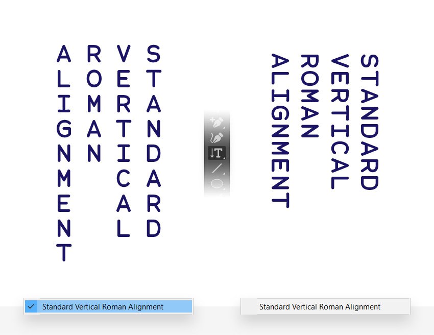 standard vertical roman alignment