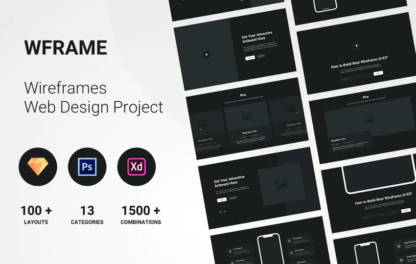 WFrame - Wireframe Web Design Project UI Kit