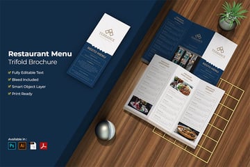 Elegant Restaurant Menu Trifold Brochure