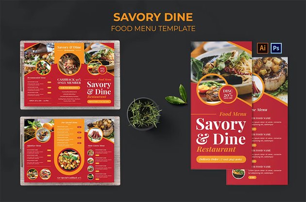 Savory Dine Food Menu (AI, EPS, PSD)