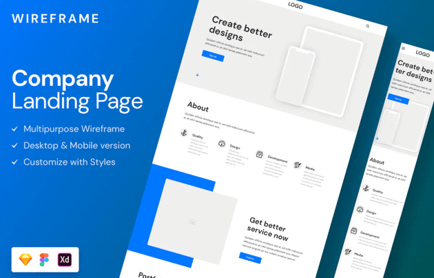 Company Wireframe Landing Page