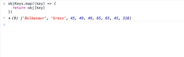 Mapping through the object using the keys array