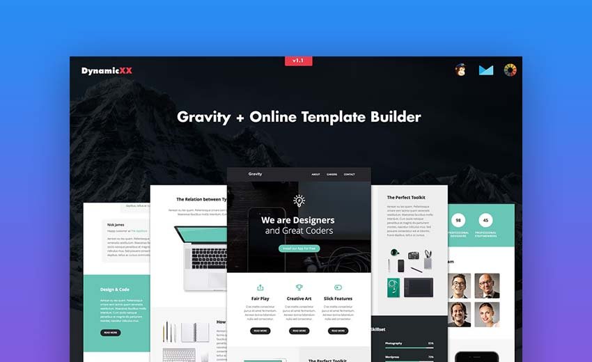 Gravity responsive creative email builder