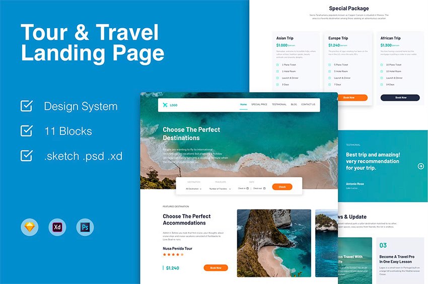 Tour and Travel Landing Page Design