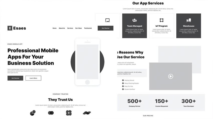 Landing Page Website Wireframe