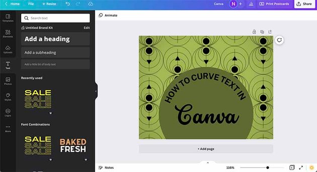 How to Curve Text in Canva