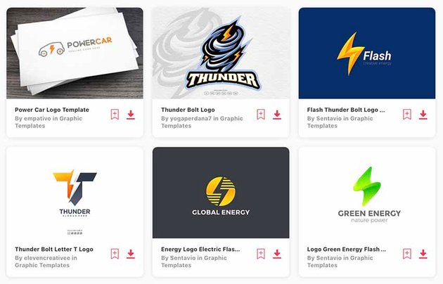 Unlimited Lightning Bolt & Power Logo Designs at Envato Elements
