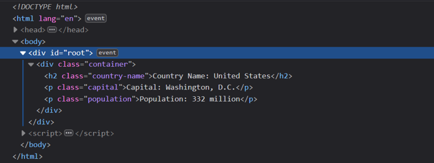 React Country Component Markup