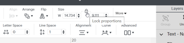 Unlock Proportions to change size and aspect ratio