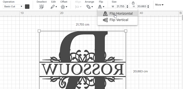 Flip Horizontal if cutting Iron-on