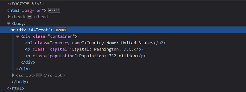 React Country Component Markup