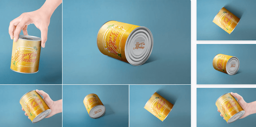 5 can packaging mockups