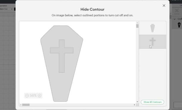 Click on Contour to remove the cross in the middle of the coffin