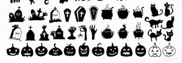 Some of the many pumpkin faces available on Envato Elements