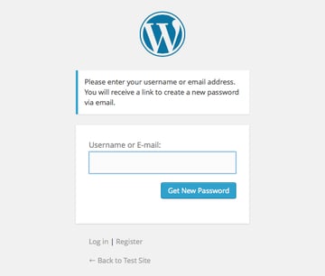 WordPress Forgot Your Password screen