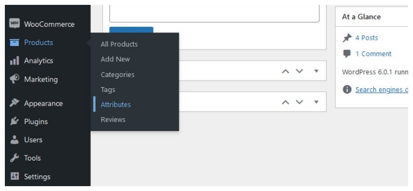 Product Attributes Menu